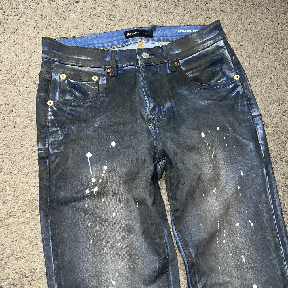 PURPLE BRAND Men's Black‎ Paint Splatter Skinny Slim Fit Denim  5-Pocket 29x30
